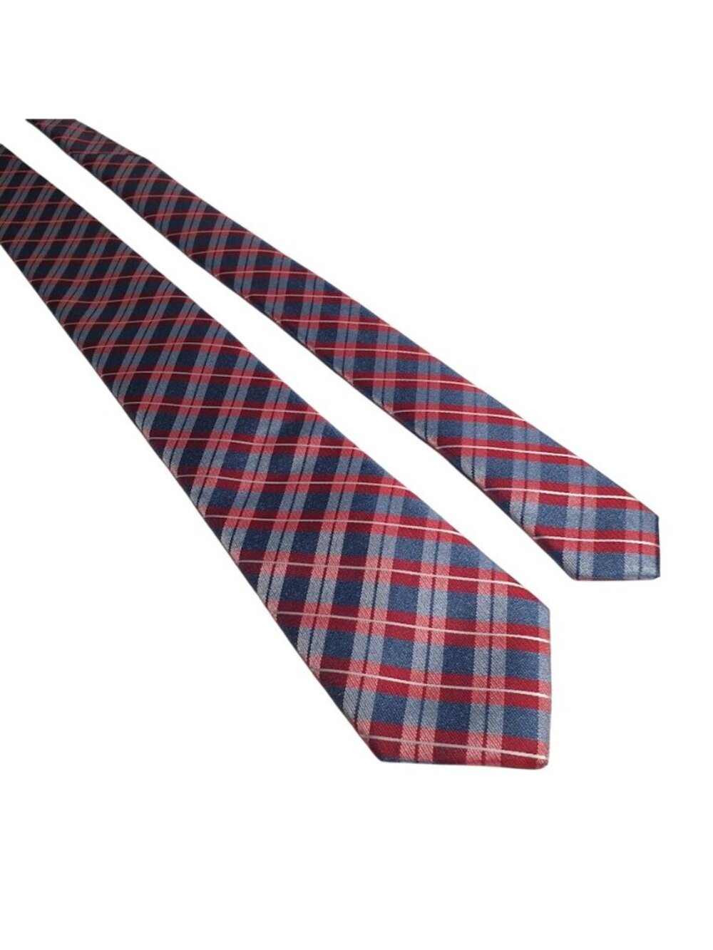 Nautica Men Red Blue Plaid Necktie 100 Polyester Classic Formal Slim Business